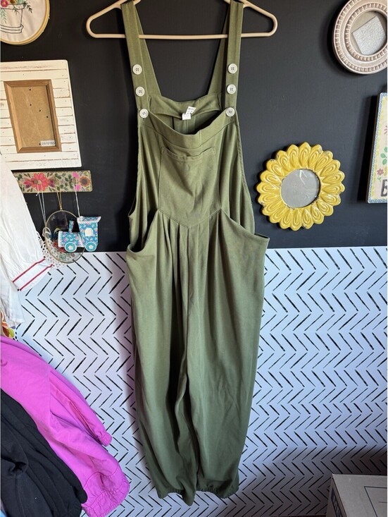 Halara Pants - Halara Women's Adjustable Strap Waffle Knit Overalls LB3 Loden Green Size XL